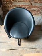 Fauteuil de bureau sur roulettes – similicuir noir, Maison & Meubles, Enlèvement, Comme neuf, Métal
