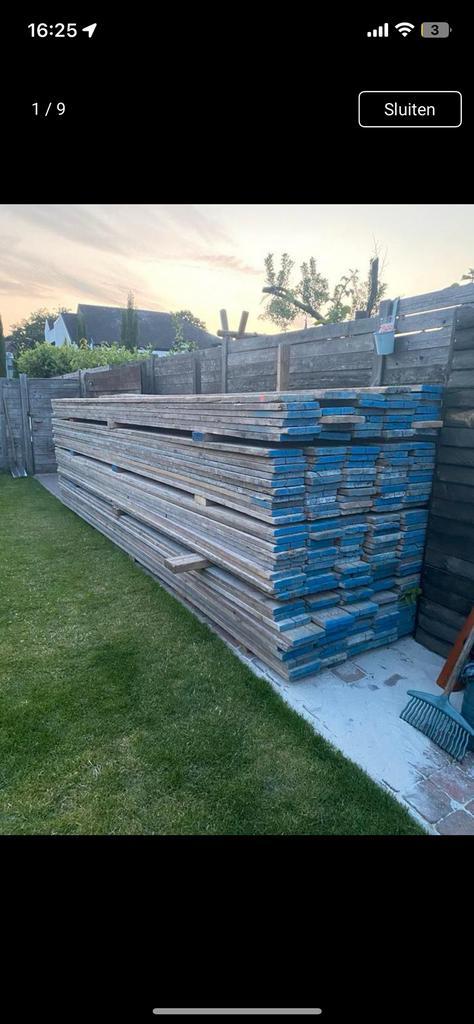 Gebruikt steigerhout (2,8euro), Doe-het-zelf en Bouw, Hout en Planken, Steigerhout, Ophalen