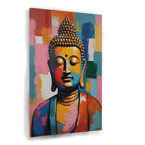 Modern portret boeddha Glasschilderij 100x150cm + Ophangsyst, Huis en Inrichting, Woonaccessoires | Wanddecoraties, Nieuw, Verzenden