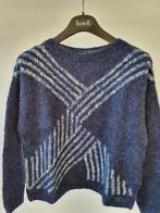 Handgebreide pull met glansstrepen. S/M, Handgebreid, Blauw, Ophalen of Verzenden, Zo goed als nieuw