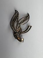 Vintage art deco broche van zilver en marcasiet, Ophalen, Zilver, Broche