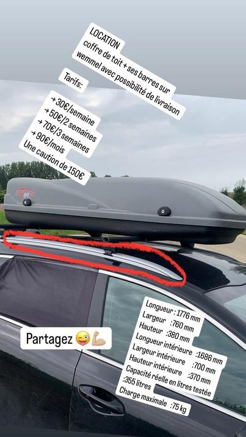 Location coffre de toit + barre 30€/sem, Auto diversen, Dakkoffers, Zo goed als nieuw, Ophalen