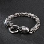 Skull armband met ring sluiting, Handtassen en Accessoires, Armbanden, Verzenden, Nieuw, Zilver, Staal