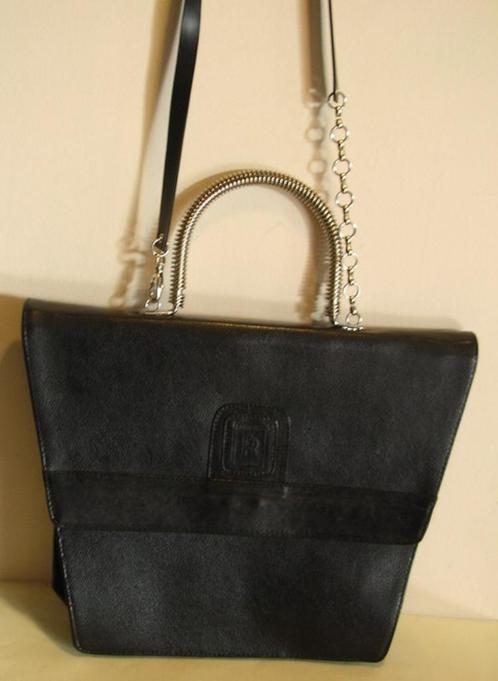 Sac en cuir italien avec poignée en métal. 334, Bijoux, Sacs & Beauté, Sacs | Sacs Femme, Comme neuf, Sac à main, Noir, Envoi