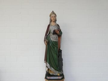 Voor de veiling van 26 mei "St. Barbara" groot houten beeld