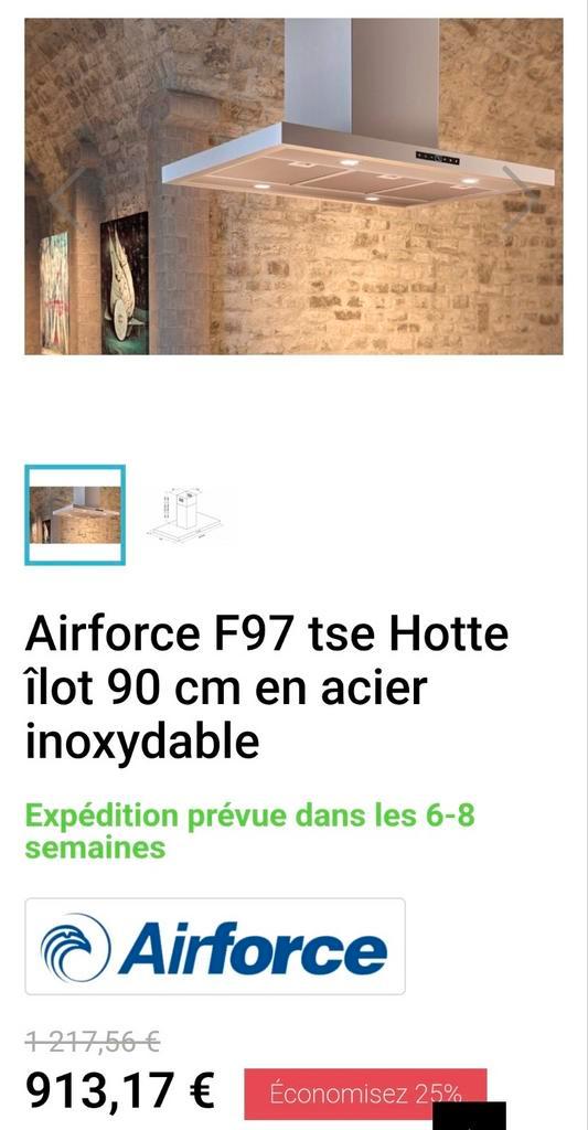 Hotte îlot AIRFORCE 90cm NEUVE, Articles professionnels, Horeca | Food, Autres types, Enlèvement