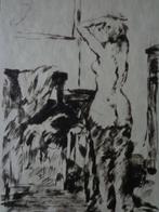 gravure femme nue aux atours d'après Lovis Corinth, Enlèvement ou Envoi