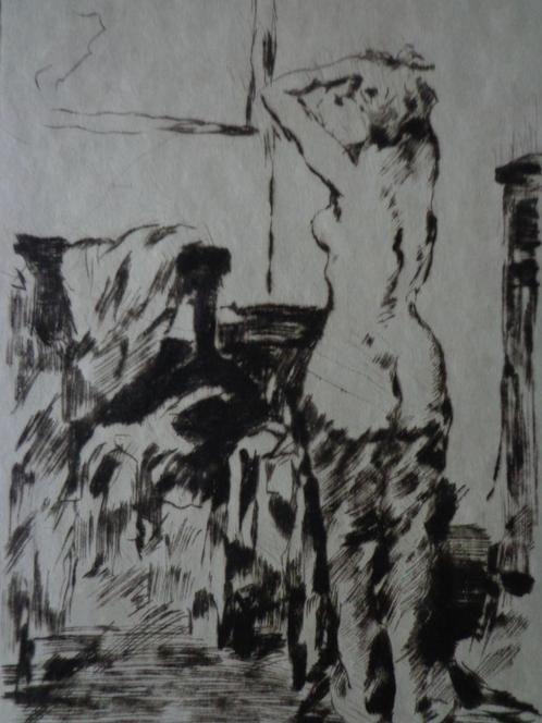 gravure femme nue aux atours d'après Lovis Corinth, Antiquités & Art, Art | Eaux-fortes & Gravures, Enlèvement ou Envoi