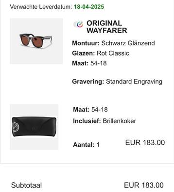Ray-ban original wayfarer beschikbaar voor biedingen