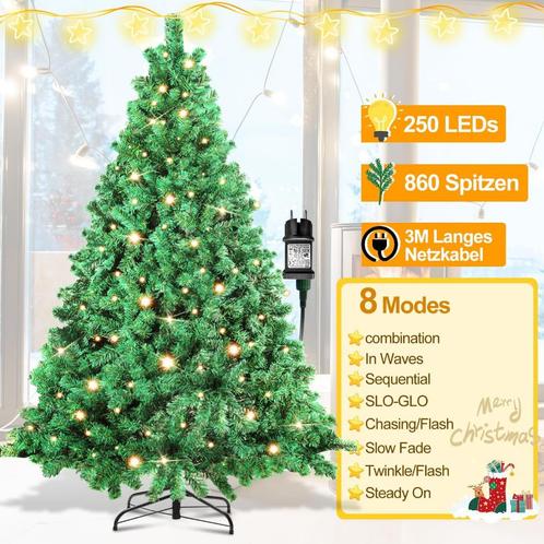 Automatische Kerstboom Incl. Vaste Verlichting, 8 Modi 210cm, Diversen, Kerst, Nieuw, Ophalen of Verzenden