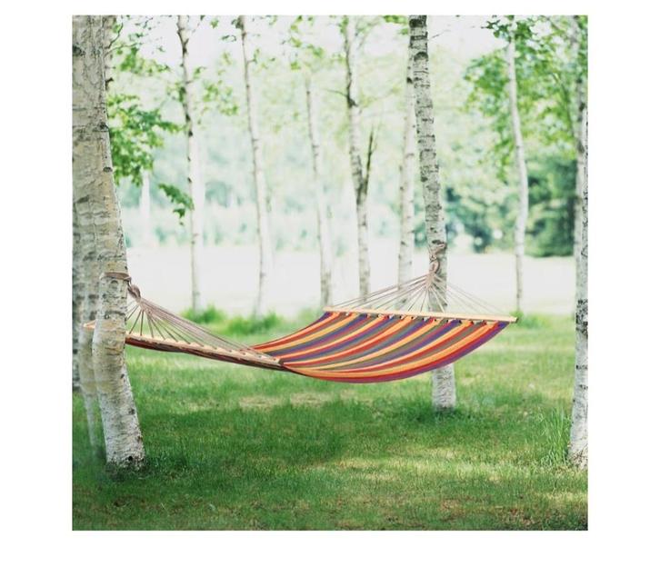 Hamac en toile de coton terrasse, camping.., Jardin & Terrasse, Hamacs, Comme neuf, Une personne, Pliable, Intérieur, Extérieur