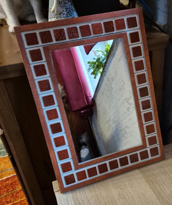 Spiegel met mozaïektegels, Huis en Inrichting, Woonaccessoires | Spiegels, Gebruikt, Rechthoekig, Ophalen
