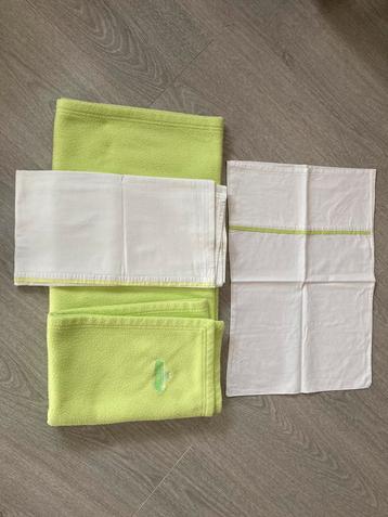 Parure de lit pour bébé, blanc et citron vert