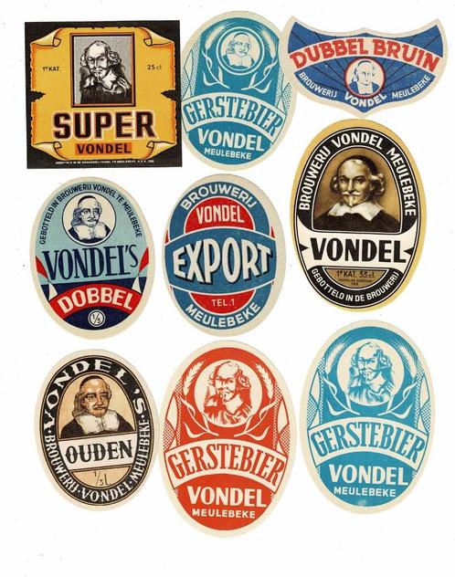 Oude bieretiketten van "VONDEL", Verzamelen, Biermerken, Nieuw, Overige typen, Overige merken, Verzenden