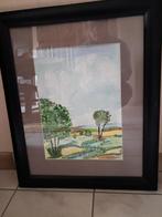 schilderij landschap 49 x 58 cm met kader zwart, Antiek en Kunst, Kunst | Schilderijen | Klassiek, Ophalen