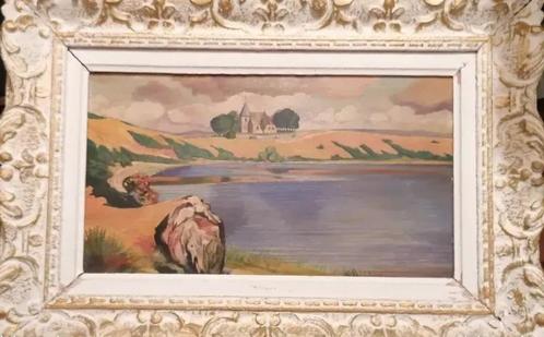 Olieverfschilderij Jk Lehmann WO2 1944, Antiek en Kunst, Kunst | Schilderijen | Klassiek, Verzenden
