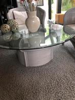 Ronde salontafel  met glas, Huis en Inrichting, Ophalen of Verzenden, Zo goed als nieuw, Glas