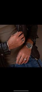 Zilver heren zegelring 925 ring maat 69 met zirkonia stenen, Handtassen en Accessoires, Ringen, 20 of groter, Heer, Zo goed als nieuw