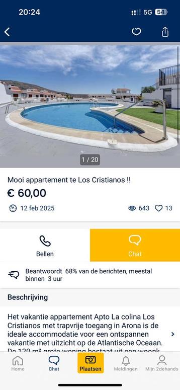OPLICHTER appartement los crisitanos Tenerife beschikbaar voor biedingen