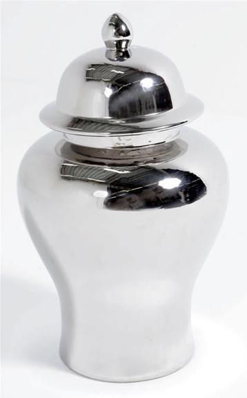 2x Eichholtz VAAS Glamour L - 2 grote vazen nikkel finish beschikbaar voor biedingen