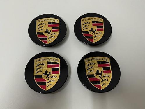 Porsche Zwart/Goud Naafdoppen/Naafkappen 65mm set van 4stuks, Auto diversen, Wieldoppen, Nieuw, Verzenden