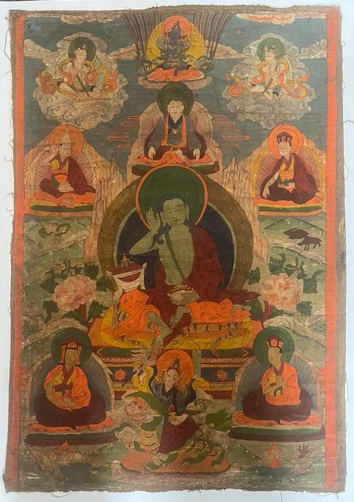 Antieke Tibetaanse of Nepalese thangka, Antiek en Kunst, Antiek | Religieuze voorwerpen, Ophalen of Verzenden