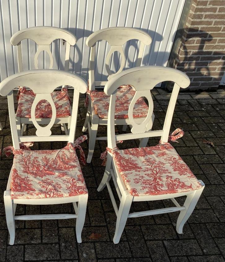 Ensemble de 4 charmantes chaises en bois, Maison & Meubles, Chaises, Comme neuf, Quatre, Bois, Autres matériaux, Blanc, Enlèvement