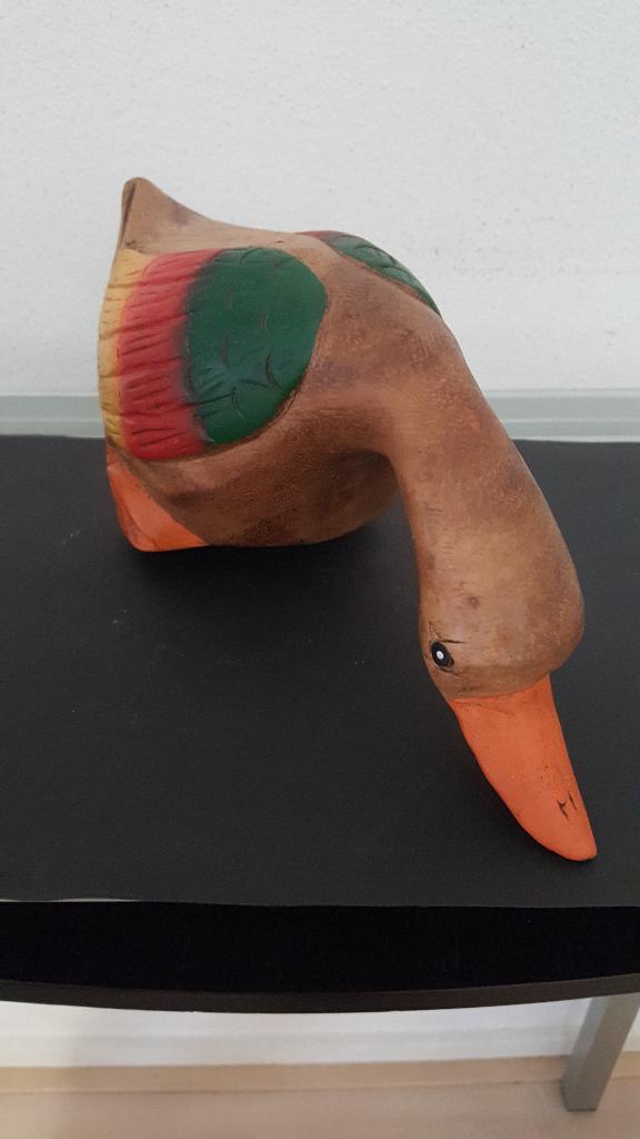 Vintage Drie Beelden Hard Houten Eenden Twee-Kleurig, Antiek en Kunst, Kunst | Beelden en Houtsnijwerken, Ophalen of Verzenden