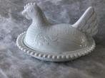 Vintage kip op nest. Melkglas, Ophalen of Verzenden