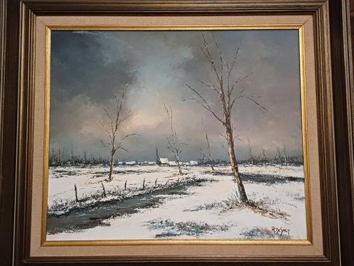 Impressionistisch schilderij winterlandschap Roger de Smet, Antiek en Kunst, Kunst | Schilderijen | Klassiek, Ophalen