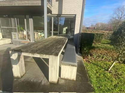 Table/banc et coussin en bois d'échafaudage, Maison & Meubles, Tables | Tables d'appoint, Utilisé, Rectangulaire, 60 cm ou plus