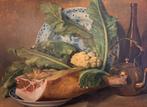 Warm stilleven met ham - 19e eeuw - H/T (H:83-L:102), Antiek en Kunst, Ophalen