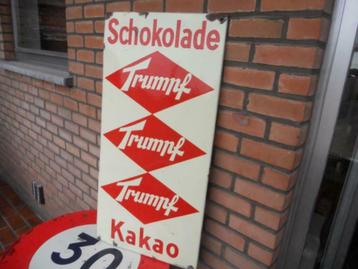 oud emaillebord "Trumpf Schokolade" beschikbaar voor biedingen