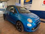 Fiat 500 1.2 i sport 2019 52.000 km met GPS, Voorwielaandrijving, 4 cilinders, Blauw, Leder en Stof