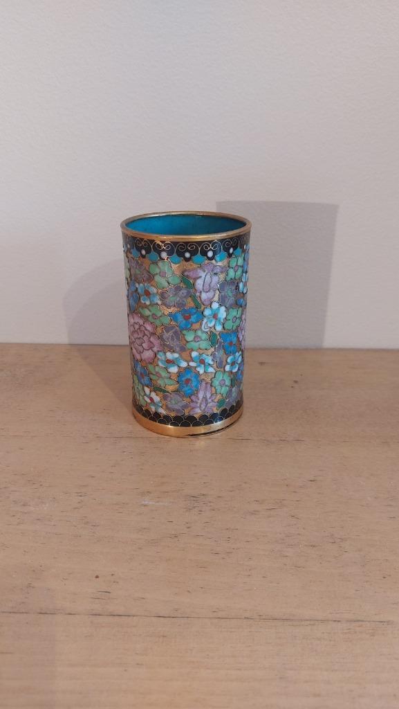 Mooie Chinese Cloisonné bitong/pennenhouder, Antiek en Kunst, Antiek | Brons en Koper, Ophalen of Verzenden