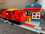 Lego Duplo stoomtrein en extra rails, overweg, wissels, brug, Ophalen of Verzenden, Zo goed als nieuw, Duplo