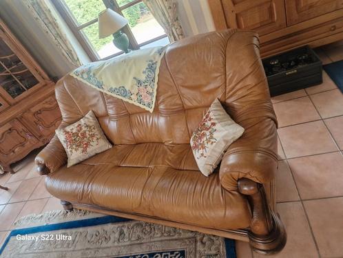 Salon complet en cuir brun – Quasiment neuf, Huis en Inrichting, Zetels | Zetels, Zo goed als nieuw, Leer