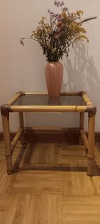 Bamboe bijzettafel, Huis en Inrichting, Ophalen, Gebruikt, Glas