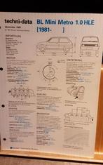 British leyland mini metro 1,0  hle 1981- technische fiche, Enlèvement ou Envoi