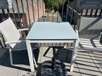 Tafel wit aluminium + 2 stoelen, Tuin en Terras, Tuinsets en Loungesets, Eettafel, Aluminium, Zo goed als nieuw, Tuinset