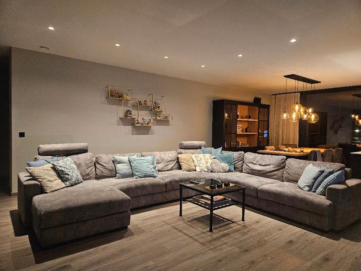 Hoeksalon XXL, Huis en Inrichting, Zetels | Complete zithoeken, Zo goed als nieuw, Leer, Stof, Ophalen