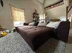 Hoekbank donkerbruin stof - 3m op 1,50, Huis en Inrichting, Ophalen