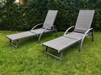 2 x ligbed, ligstoel opvouwbaar,  grijs aluminium, Tuin en Terras, Ligbedden, Ophalen, Gebruikt, Aluminium, Verstelbaar