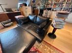 Zwarte lederen salon, Huis en Inrichting, Ophalen, Zo goed als nieuw, Leer, Modern