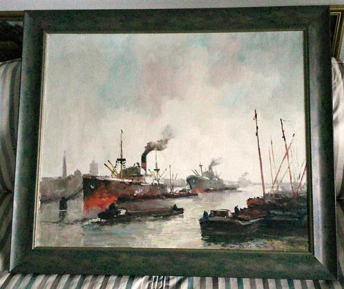 Havengezicht Antwerpen ? - Joseph Pauwels ? ongesigneerd, Antiek en Kunst, Kunst | Schilderijen | Klassiek, Ophalen of Verzenden