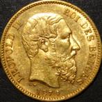 Goud - België - 20 Francs - Leopold II – 1870, Goud, Goud, Ophalen of Verzenden, Losse munt