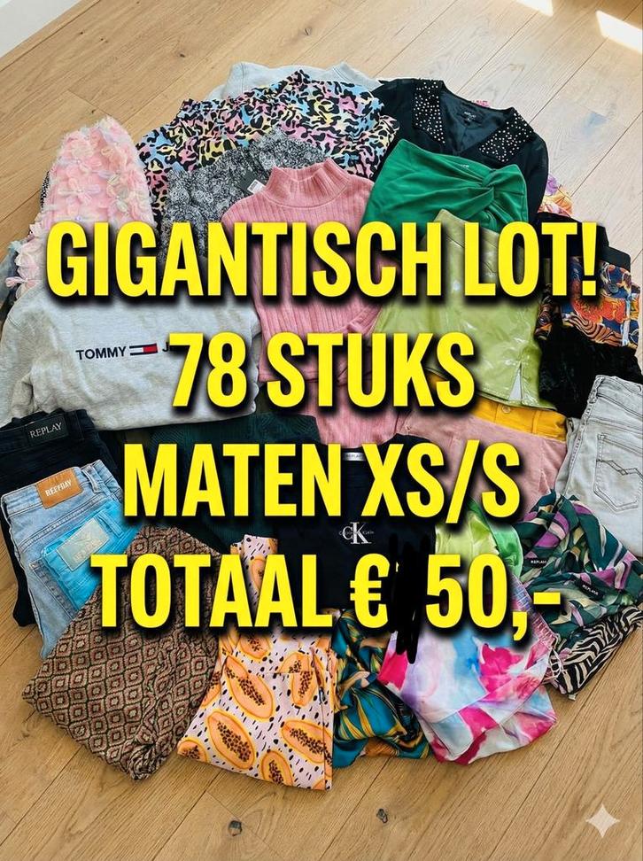 GIGANTISCH LOT (78 stuks) Merkkleding XS/S - Replay, CK, TH, Kleding | Dames, Dames-kledingpakketten, Zo goed als nieuw, Maat 36 (S)