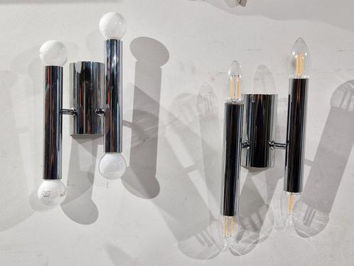 Paar chromen wandverlichting naar of van  sciolari, Antiek en Kunst, Antiek | Verlichting, Ophalen of Verzenden