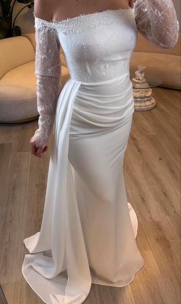 Leyna Dresses Bruidsjurk NIEUW!, Neuf, Robe de gala, Taille 38/40 (M), Blanc