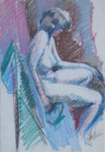 JAN VAN DER VEER/ NAAKTE VROUW / ORGINEEL / 73x53cm / KADER beschikbaar voor biedingen